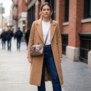 Fossil Riley Metallic Silver Leather Crossbody Bag Camera Style